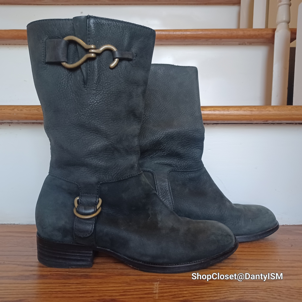 Cole Haan Black Leather Air Tantivy Moto Boots